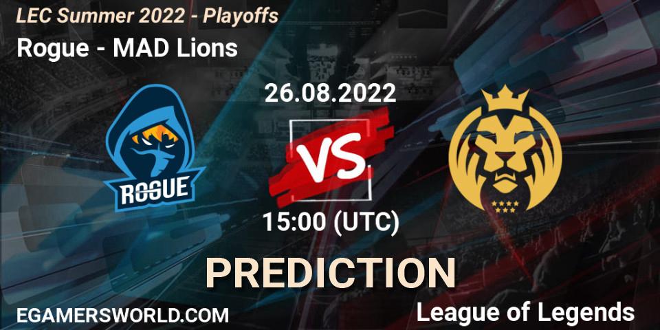 Rogue - MAD Lions: ennuste. 26.08.2022 at 16:00, LoL, LEC Summer 2022 - Playoffs
