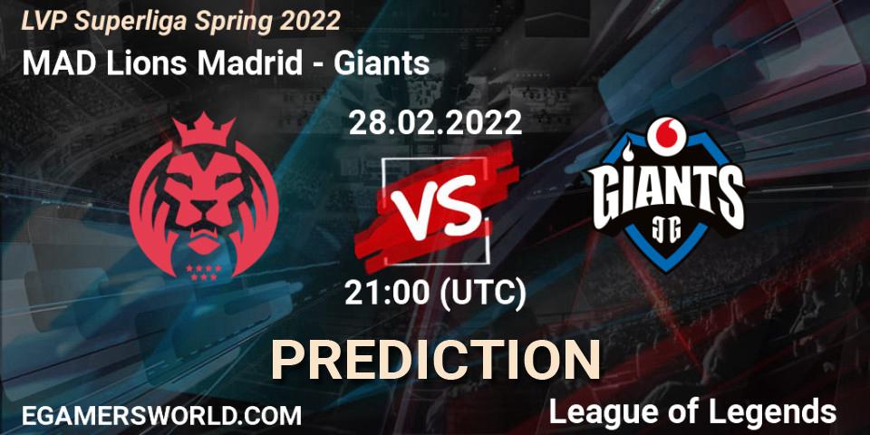 MAD Lions Madrid - Giants: ennuste. 28.02.2022 at 18:00, LoL, LVP Superliga Spring 2022