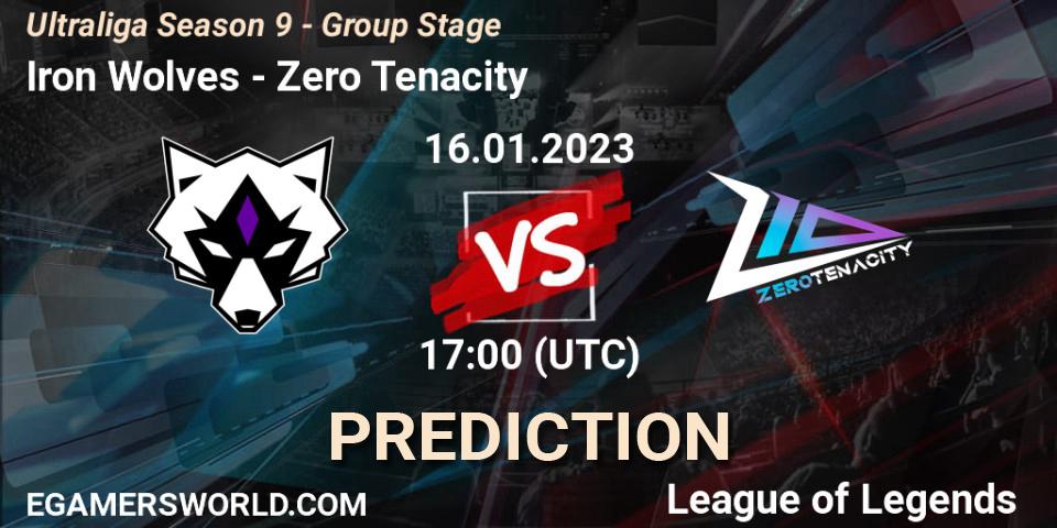 Iron Wolves - Zero Tenacity: ennuste. 16.01.2023 at 17:00, LoL, Ultraliga Season 9 - Group Stage