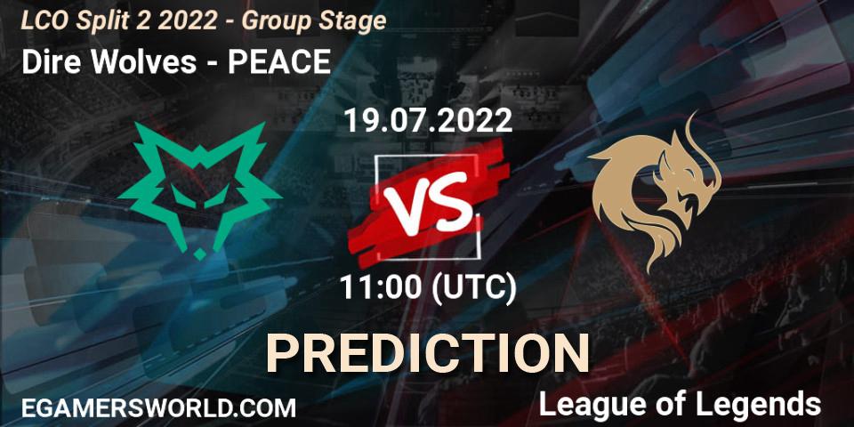 Dire Wolves - PEACE: ennuste. 19.07.2022 at 11:00, LoL, LCO Split 2 2022 - Group Stage