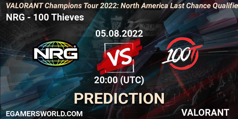 NRG - 100 Thieves: ennuste. 05.08.2022 at 20:00, VALORANT, VCT 2022: North America Last Chance Qualifier