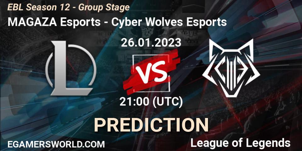 MAGAZA Esports - Cyber Wolves Esports: ennuste. 26.01.2023 at 21:00, LoL, EBL Season 12 - Group Stage