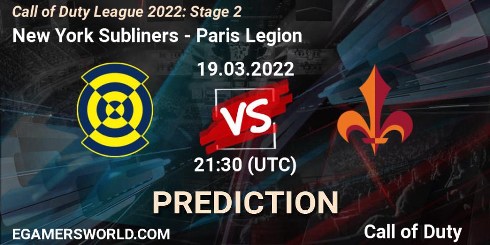 New York Subliners - Paris Legion: ennuste. 19.03.2022 at 20:30, Call of Duty, Call of Duty League 2022: Stage 2