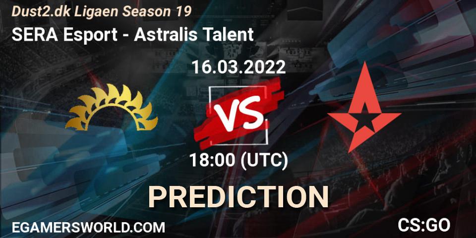 SERA Esport - Astralis Talent: ennuste. 16.03.2022 at 18:00, Counter-Strike (CS2), Dust2.dk Ligaen Season 19