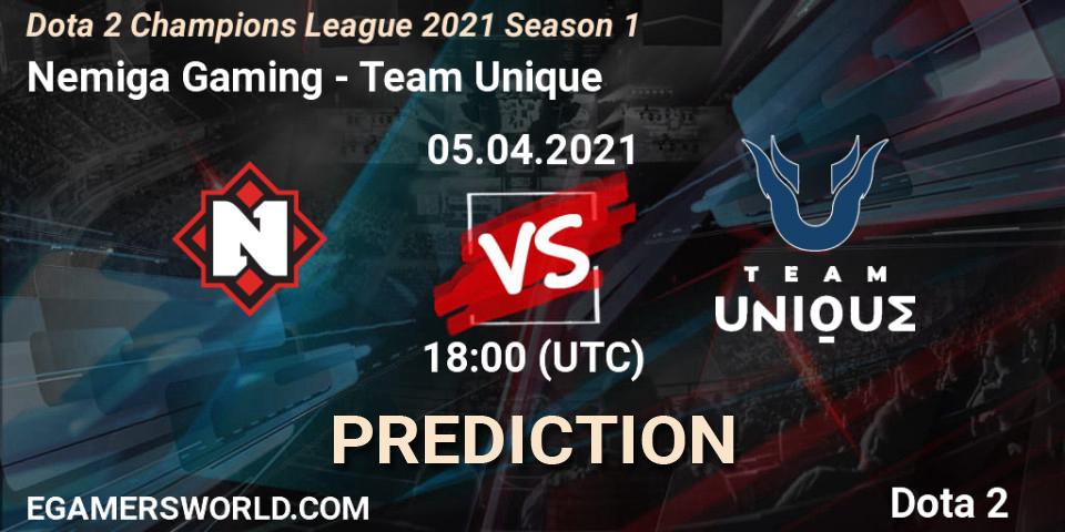 Nemiga Gaming - Team Unique: ennuste. 05.04.2021 at 17:00, Dota 2, Dota 2 Champions League 2021 Season 1