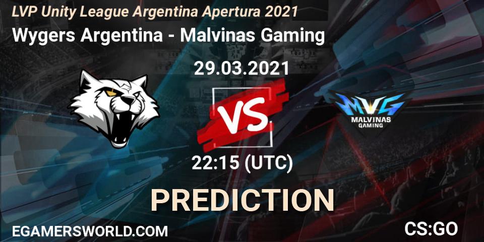 Wygers Argentina - Malvinas Gaming: ennuste. 29.03.2021 at 22:15, Counter-Strike (CS2), LVP Unity League Argentina Apertura 2021