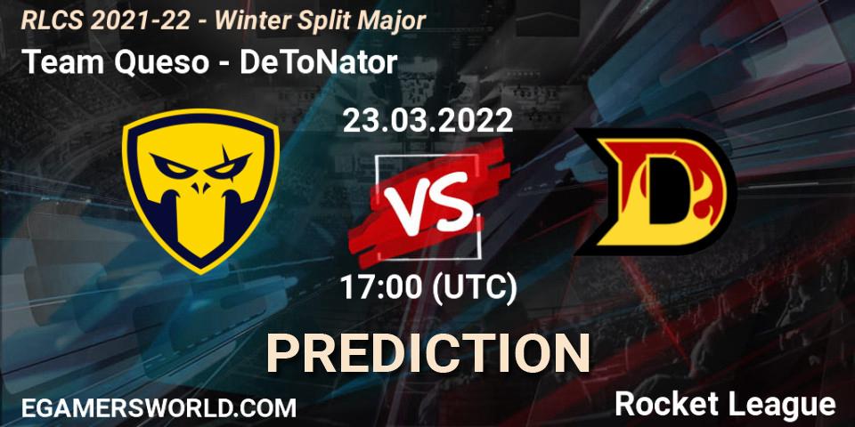 Team Queso - DeToNator: ennuste. 23.03.2022 at 17:00, Rocket League, RLCS 2021-22 - Winter Split Major