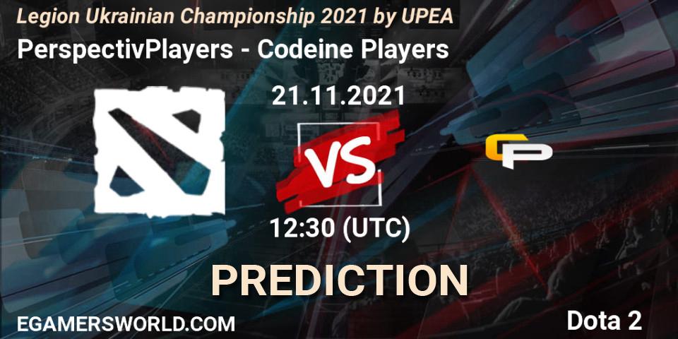 PerspectivPlayers - Codeine Players: ennuste. 21.11.2021 at 11:40, Dota 2, Legion Ukrainian Championship 2021 by UPEA