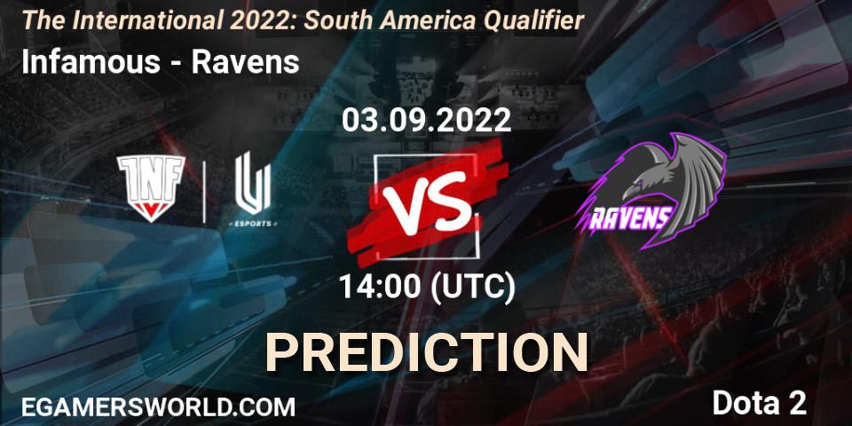 Infamous - Ravens: ennuste. 03.09.2022 at 14:46, Dota 2, The International 2022: South America Qualifier