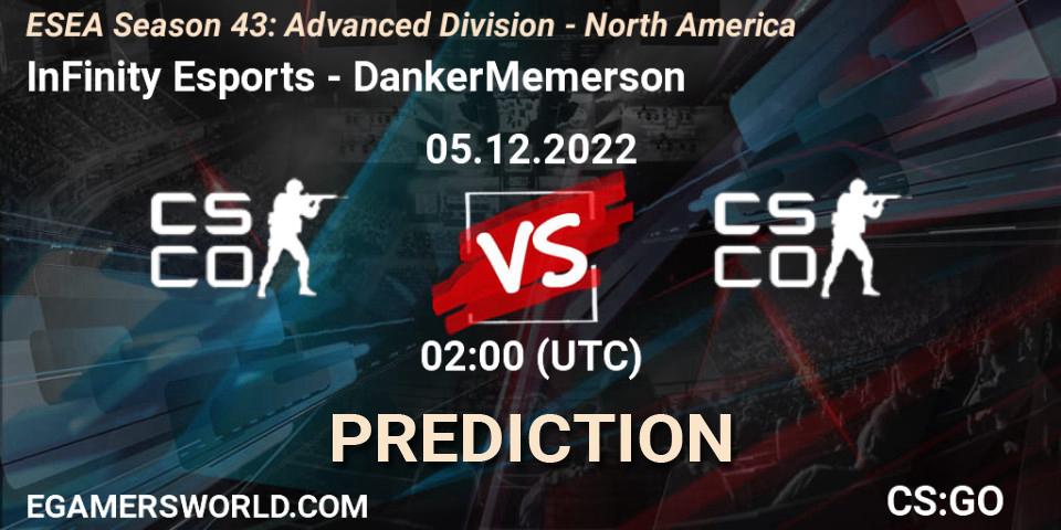 Infinity - DankerMemerson: ennuste. 05.12.22, CS2 (CS:GO), ESEA Season 43: Advanced Division - North America