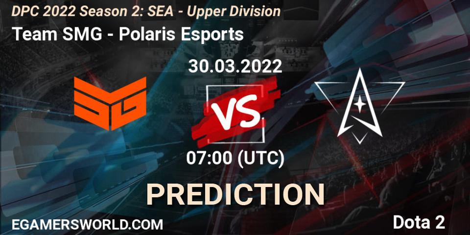 Team SMG - Polaris Esports: ennuste. 30.03.2022 at 07:25, Dota 2, DPC 2021/2022 Tour 2 (Season 2): SEA Division I (Upper)