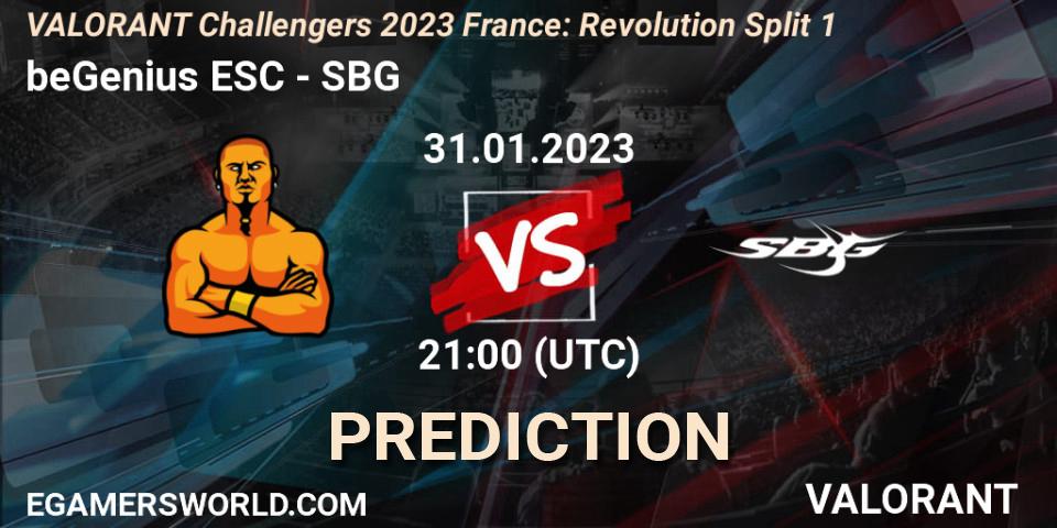 beGenius ESC - SBG: ennuste. 31.01.23, VALORANT, VALORANT Challengers 2023 France: Revolution Split 1