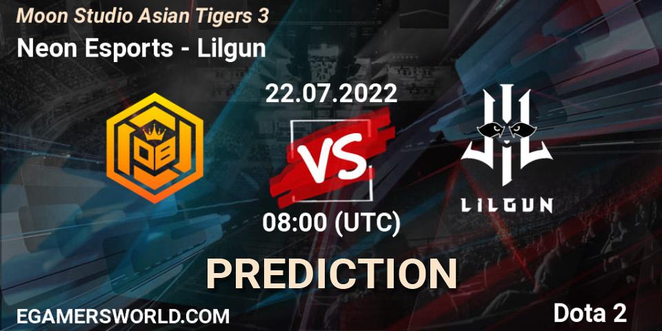 Neon Esports - Lilgun: ennuste. 22.07.2022 at 08:30, Dota 2, Moon Studio Asian Tigers 3