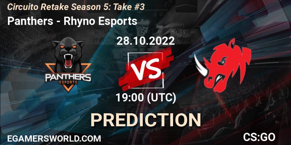 Panthers - Rhyno Esports: ennuste. 28.10.2022 at 19:00, Counter-Strike (CS2), Circuito Retake Season 5: Take #3
