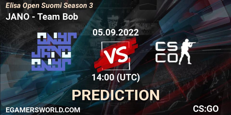 JANO - Team Bob: ennuste. 05.09.2022 at 14:00, Counter-Strike (CS2), Elisa Open Suomi Season 3