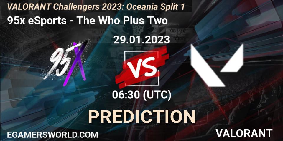 95x eSports - The Who Plus Two: ennuste. 29.01.23, VALORANT, VALORANT Challengers 2023: Oceania Split 1