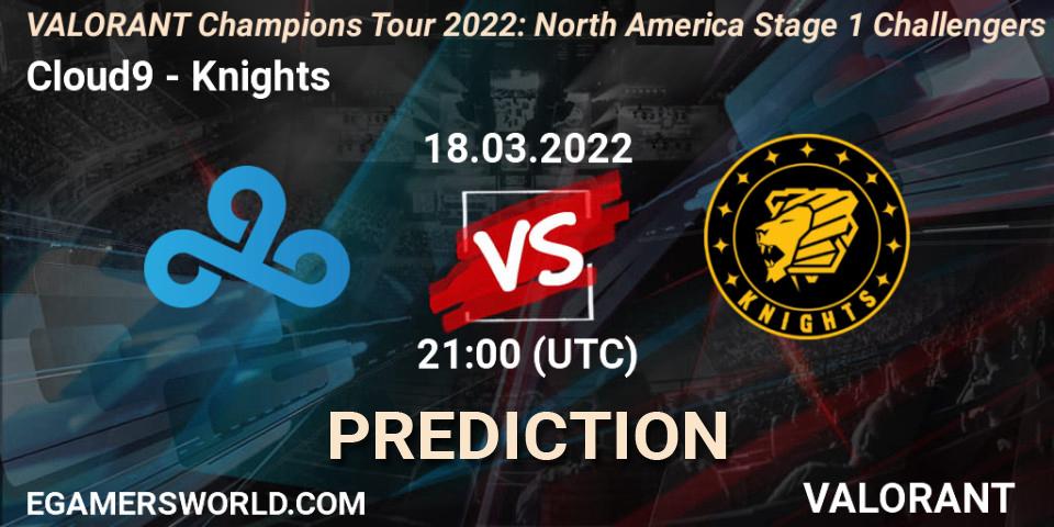 Cloud9 - Knights: ennuste. 17.03.2022 at 20:30, VALORANT, VCT 2022: North America Stage 1 Challengers