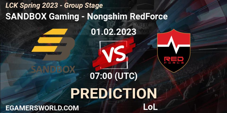 SANDBOX Gaming - Nongshim RedForce: ennuste. 01.02.23, LoL, LCK Spring 2023 - Group Stage