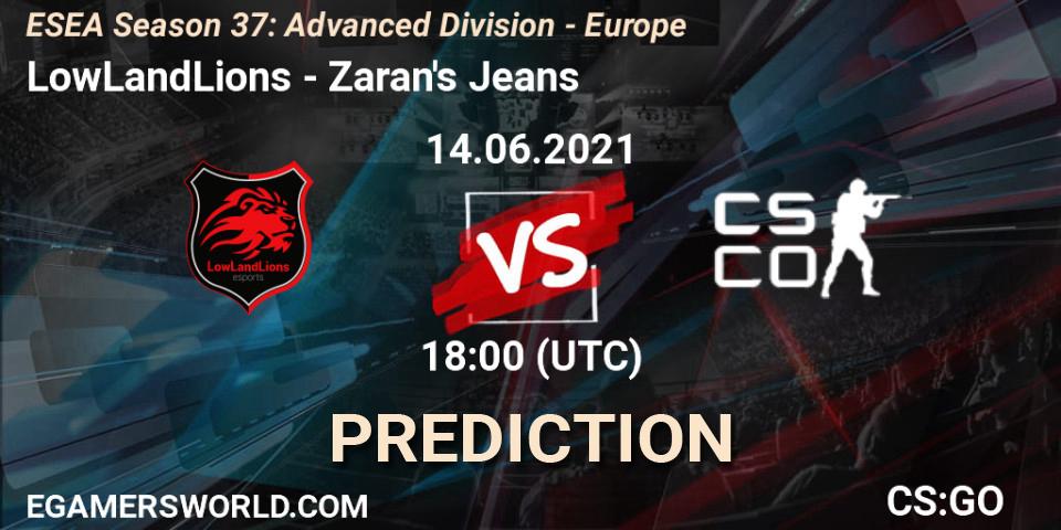 LowLandLions - Zaran's Jeans: ennuste. 14.06.2021 at 18:00, Counter-Strike (CS2), ESEA Season 37: Advanced Division - Europe