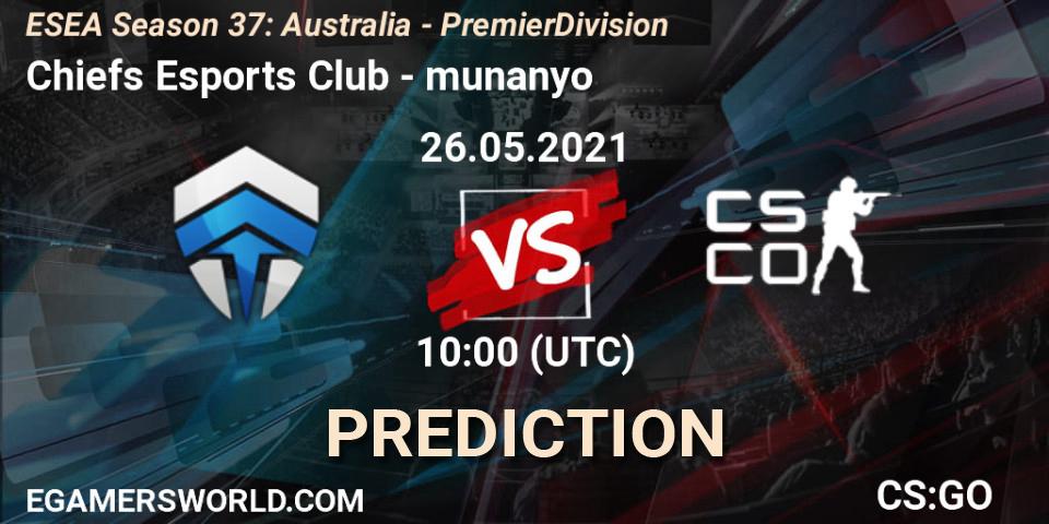 Chiefs Esports Club - munanyo: ennuste. 26.05.2021 at 10:00, Counter-Strike (CS2), ESEA Season 37: Australia - Premier Division