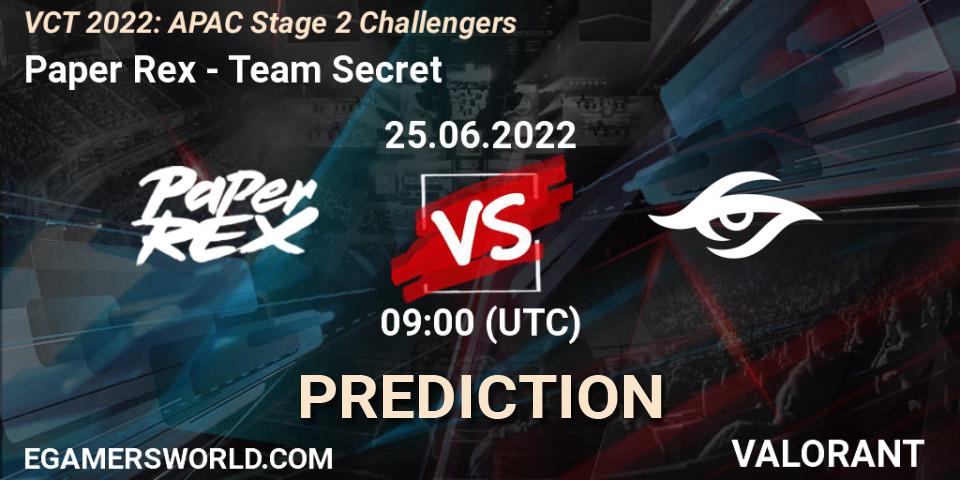 Paper Rex - Team Secret: ennuste. 25.06.22, VALORANT, VCT 2022: APAC Stage 2 Challengers