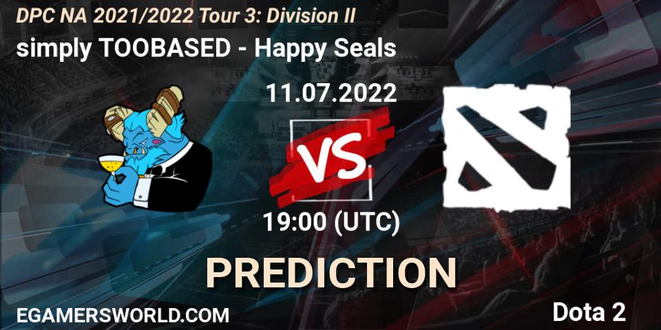 simply TOOBASED - Happy Seals: ennuste. 11.07.2022 at 19:11, Dota 2, DPC NA 2021/2022 Tour 3: Division II