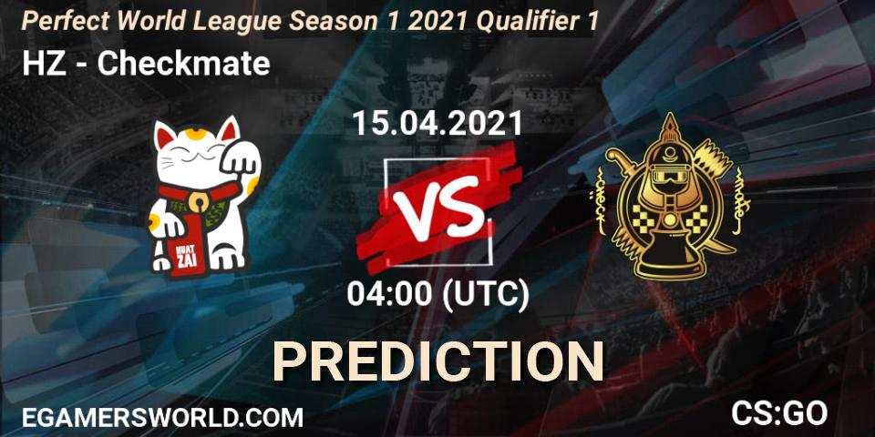 HZ - Checkmate: ennuste. 15.04.2021 at 04:10, Counter-Strike (CS2), Perfect World League Season 1 2021 Qualifier 1