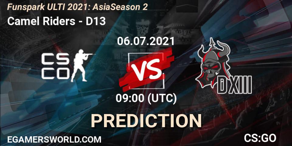 Camel Riders - D13: ennuste. 06.07.2021 at 09:00, Counter-Strike (CS2), Funspark ULTI 2021: Asia Season 2