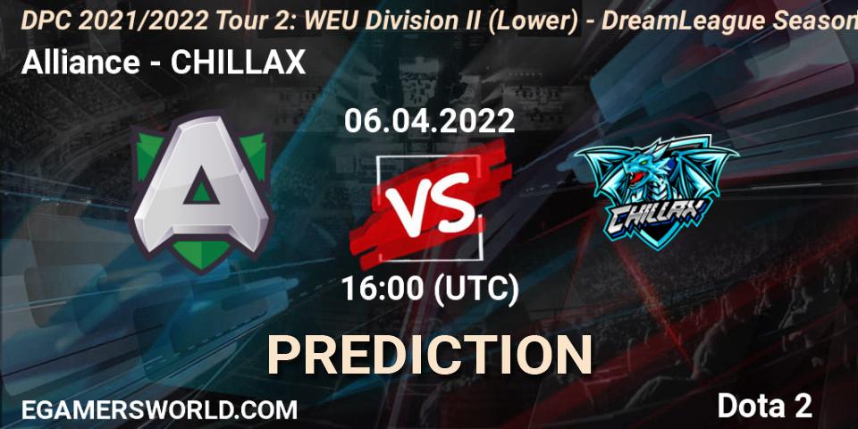 Alliance - CHILLAX: ennuste. 06.04.2022 at 15:55, Dota 2, DPC 2021/2022 Tour 2: WEU Division II (Lower) - DreamLeague Season 17