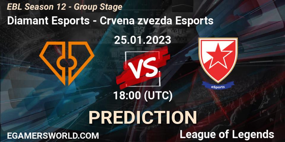 Diamant Esports - Crvena zvezda Esports: ennuste. 25.01.2023 at 18:00, LoL, EBL Season 12 - Group Stage