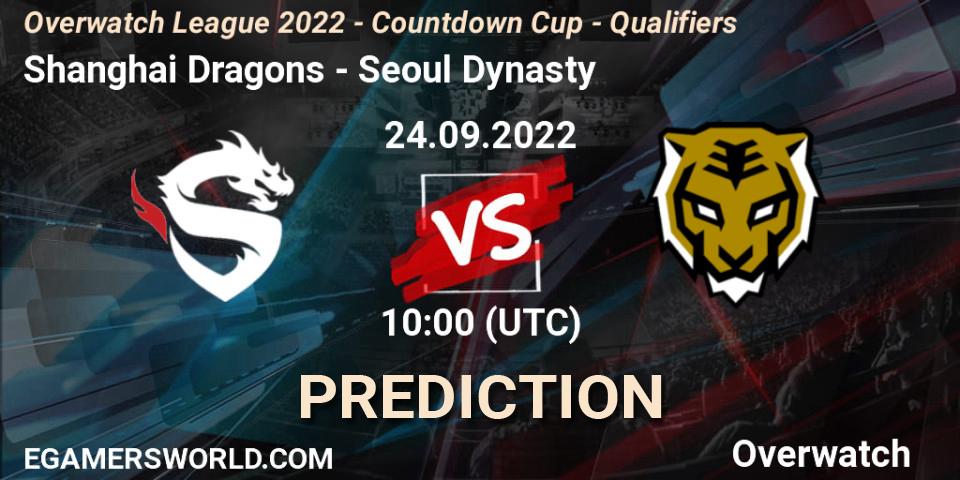 Shanghai Dragons - Seoul Dynasty: ennuste. 24.09.2022 at 10:00, Overwatch, Overwatch League 2022 - Countdown Cup - Qualifiers