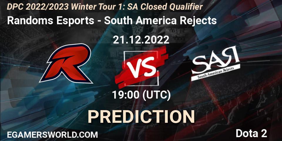 Randoms Esports - South America Rejects: ennuste. 21.12.2022 at 19:01, Dota 2, DPC 2022/2023 Winter Tour 1: SA Closed Qualifier