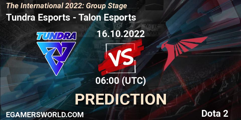 Tundra Esports - Talon Esports: ennuste. 16.10.2022 at 06:37, Dota 2, The International 2022: Group Stage