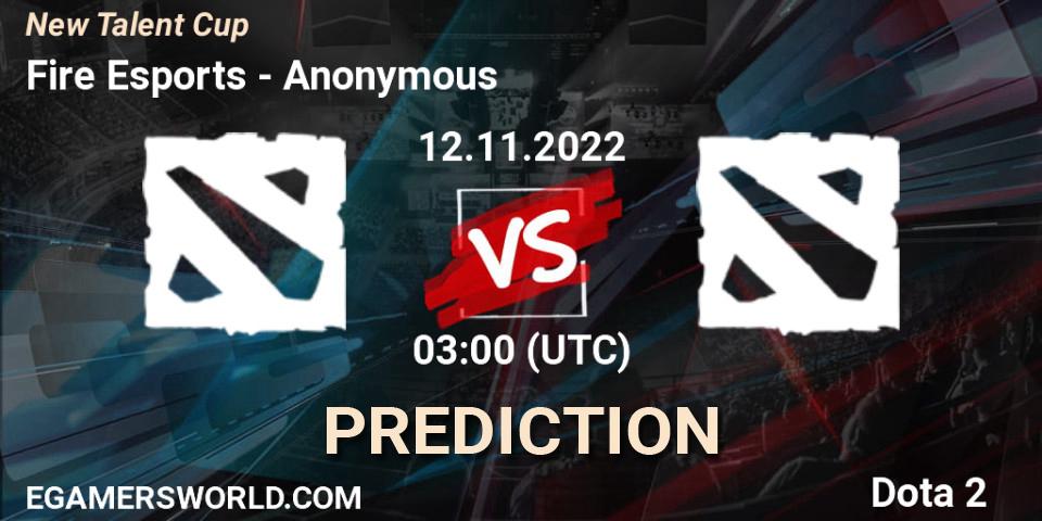 Fire Esports - Anonymous: ennuste. 12.11.2022 at 03:00, Dota 2, New Talent Cup
