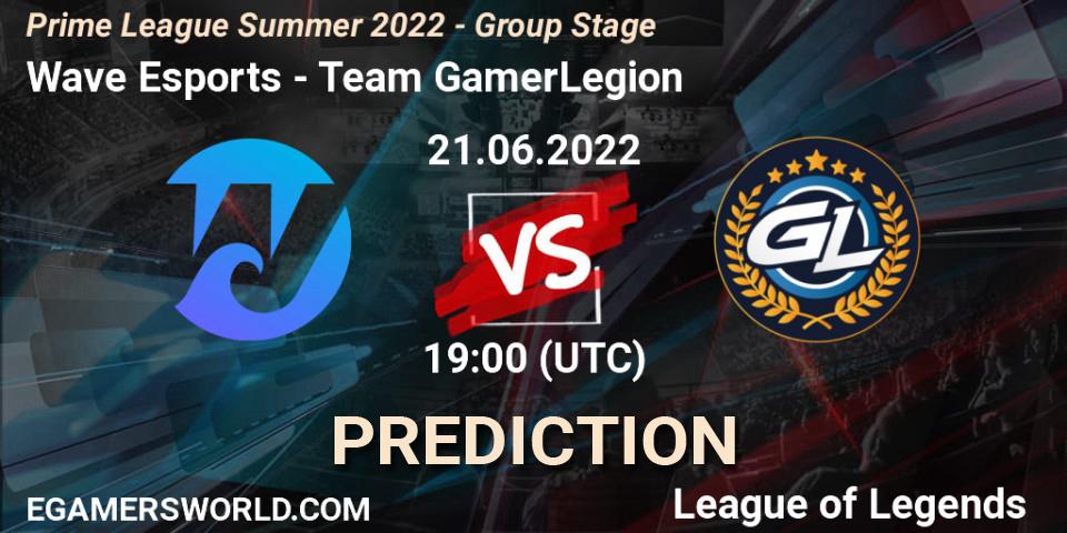 Wave Esports - Team GamerLegion: ennuste. 21.06.2022 at 19:00, LoL, Prime League Summer 2022 - Group Stage