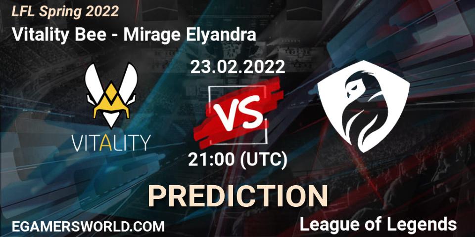 Vitality Bee - Mirage Elyandra: ennuste. 23.02.2022 at 21:00, LoL, LFL Spring 2022