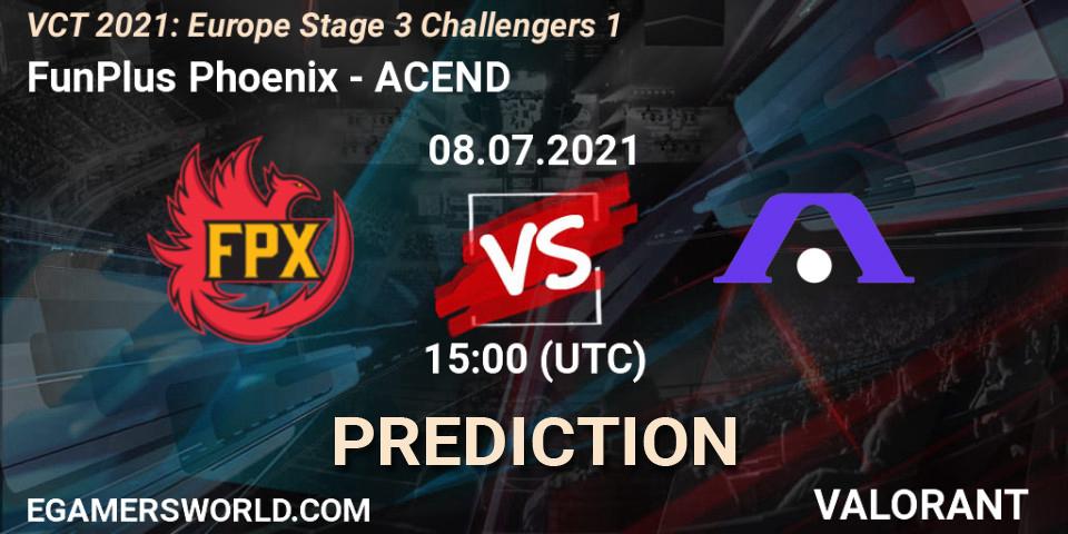 FunPlus Phoenix - ACEND: ennuste. 08.07.2021 at 15:00, VALORANT, VCT 2021: Europe Stage 3 Challengers 1