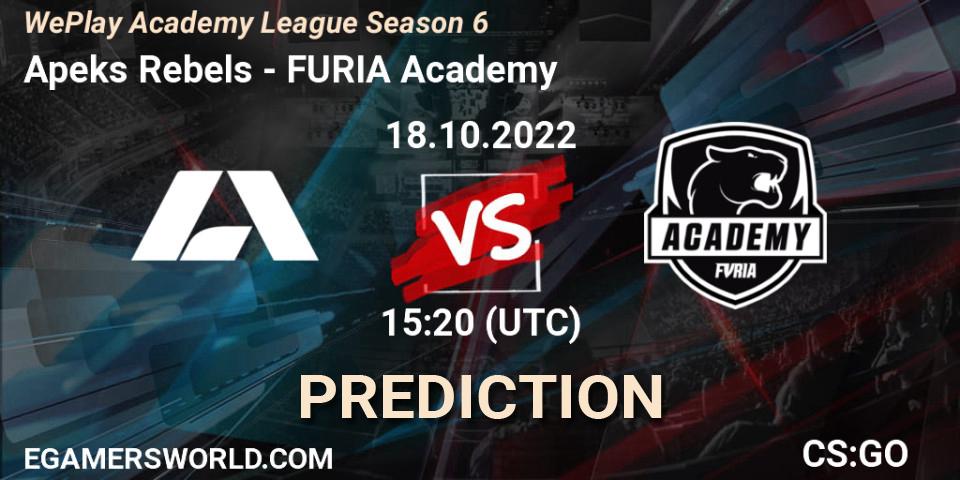 Apeks Rebels - FURIA Academy: ennuste. 18.10.2022 at 15:50, Counter-Strike (CS2), WePlay Academy League Season 6