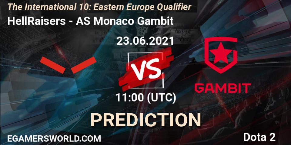 HellRaisers - AS Monaco Gambit: ennuste. 23.06.2021 at 15:30, Dota 2, The International 10: Eastern Europe Qualifier
