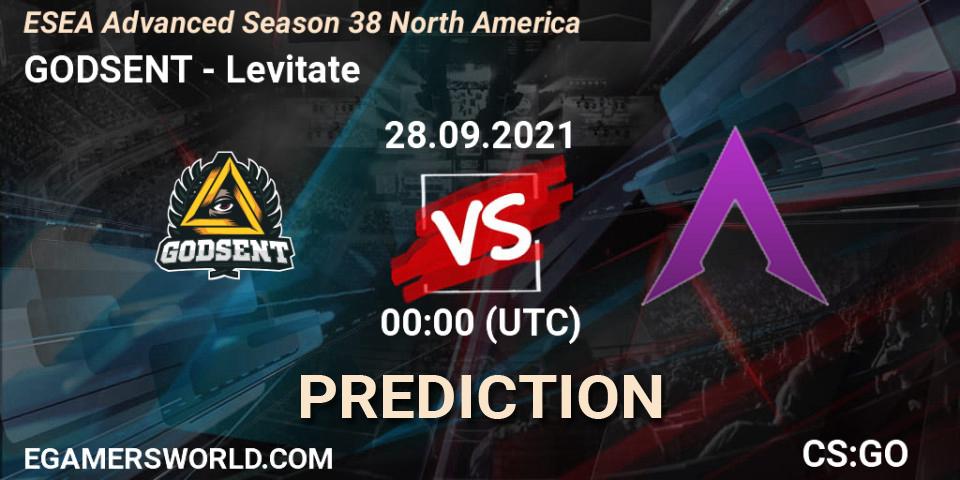 GODSENT - Levitate: ennuste. 28.09.2021 at 00:00, Counter-Strike (CS2), ESEA Advanced Season 38 North America