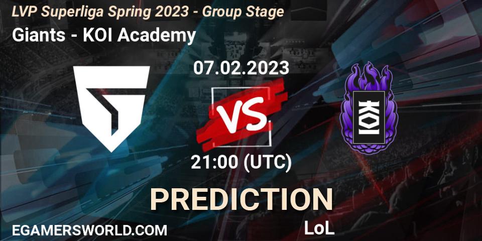 Giants - KOI Academy: ennuste. 07.02.23, LoL, LVP Superliga Spring 2023 - Group Stage