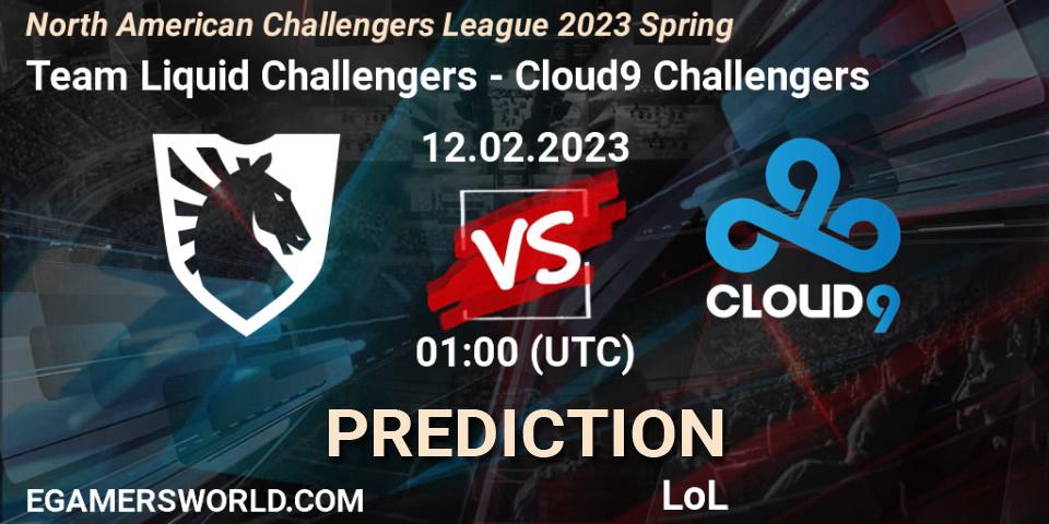 Team Liquid Challengers - Cloud9 Challengers: ennuste. 12.02.2023 at 01:00, LoL, NACL 2023 Spring - Group Stage