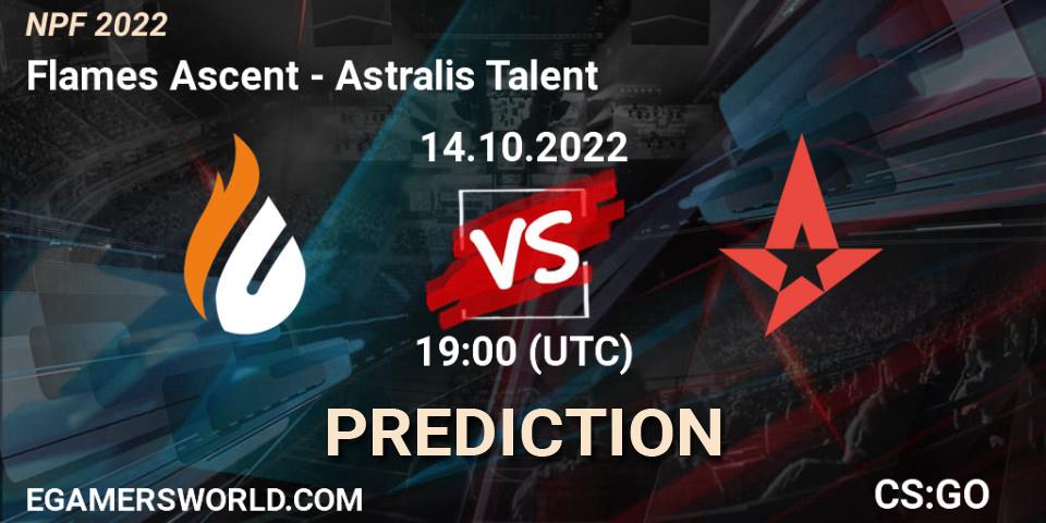 Flames Ascent - Astralis Talent: ennuste. 14.10.2022 at 20:00, Counter-Strike (CS2), NPF 2022