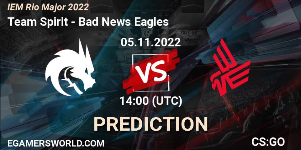 Team Spirit - Bad News Eagles: ennuste. 05.11.2022 at 14:00, Counter-Strike (CS2), IEM Rio Major 2022