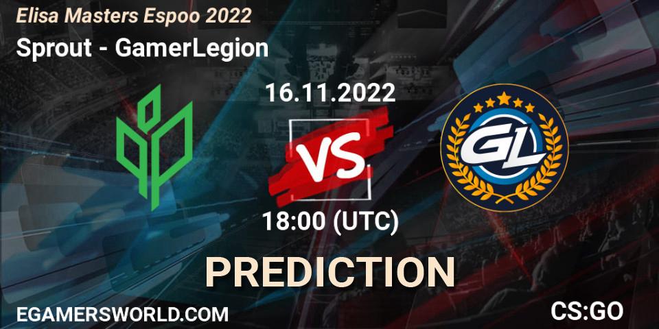 Sprout - GamerLegion: ennuste. 16.11.2022 at 19:45, Counter-Strike (CS2), Elisa Masters Espoo 2022