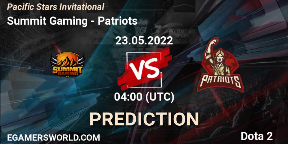 Summit Gaming - Patriots: ennuste. 23.05.2022 at 05:00, Dota 2, Pacific Stars Invitational