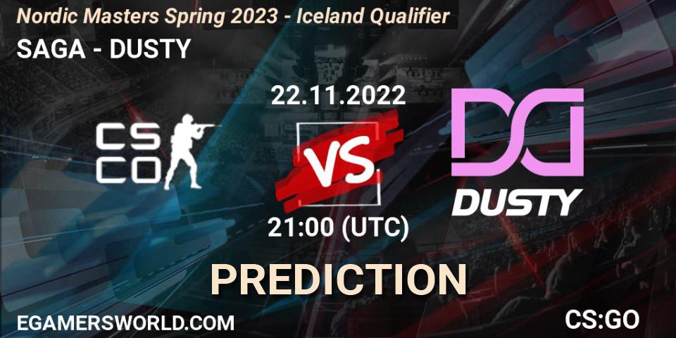 SAGA Esports - DUSTY: ennuste. 22.11.2022 at 20:00, Counter-Strike (CS2), Nordic Masters Spring 2023 - Iceland Qualifier