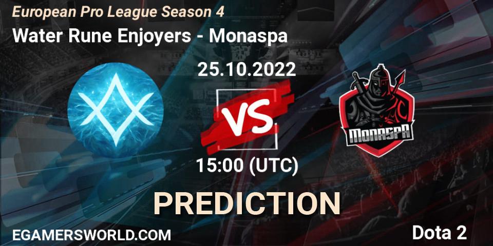 Water Rune Enjoyers - Monaspa: ennuste. 25.10.2022 at 15:20, Dota 2, European Pro League Season 4