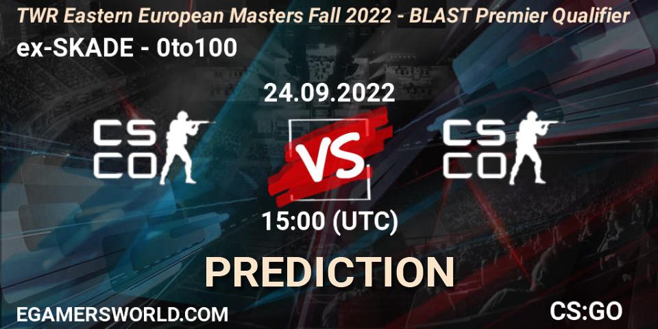 ex-SKADE - 0to100: ennuste. 24.09.2022 at 08:00, Counter-Strike (CS2), TWR Eastern European Masters: Fall 2022