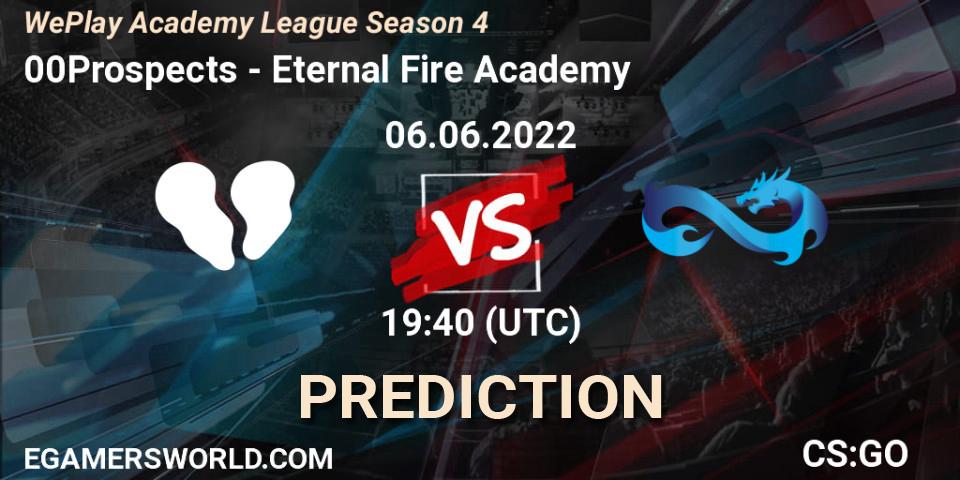 00Prospects - Eternal Fire Academy: ennuste. 06.06.2022 at 19:40, Counter-Strike (CS2), WePlay Academy League Season 4